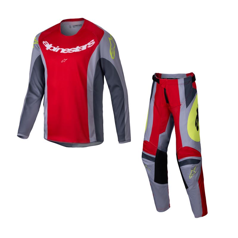Alpinestars 2025 Racer Melt Youth Motocross Combo Kit Bright Red Grey